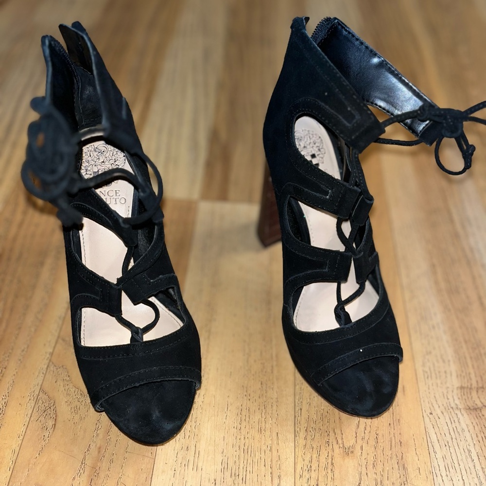 Vince Camuto Suede Lace Up Block Heel Women's Size 7